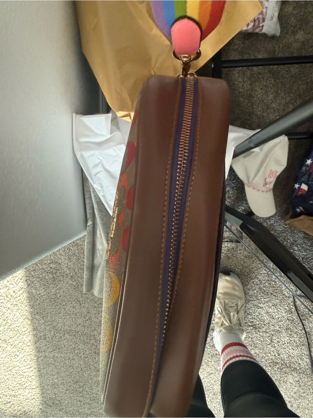Coach Rainbow Signature Crossbody Bag - Brown Multicolor - Picture 6 of 8